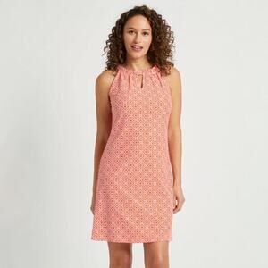 Jude Connally Lisa Dress Orange White Mini Sleeveless Swing Stretch size Small